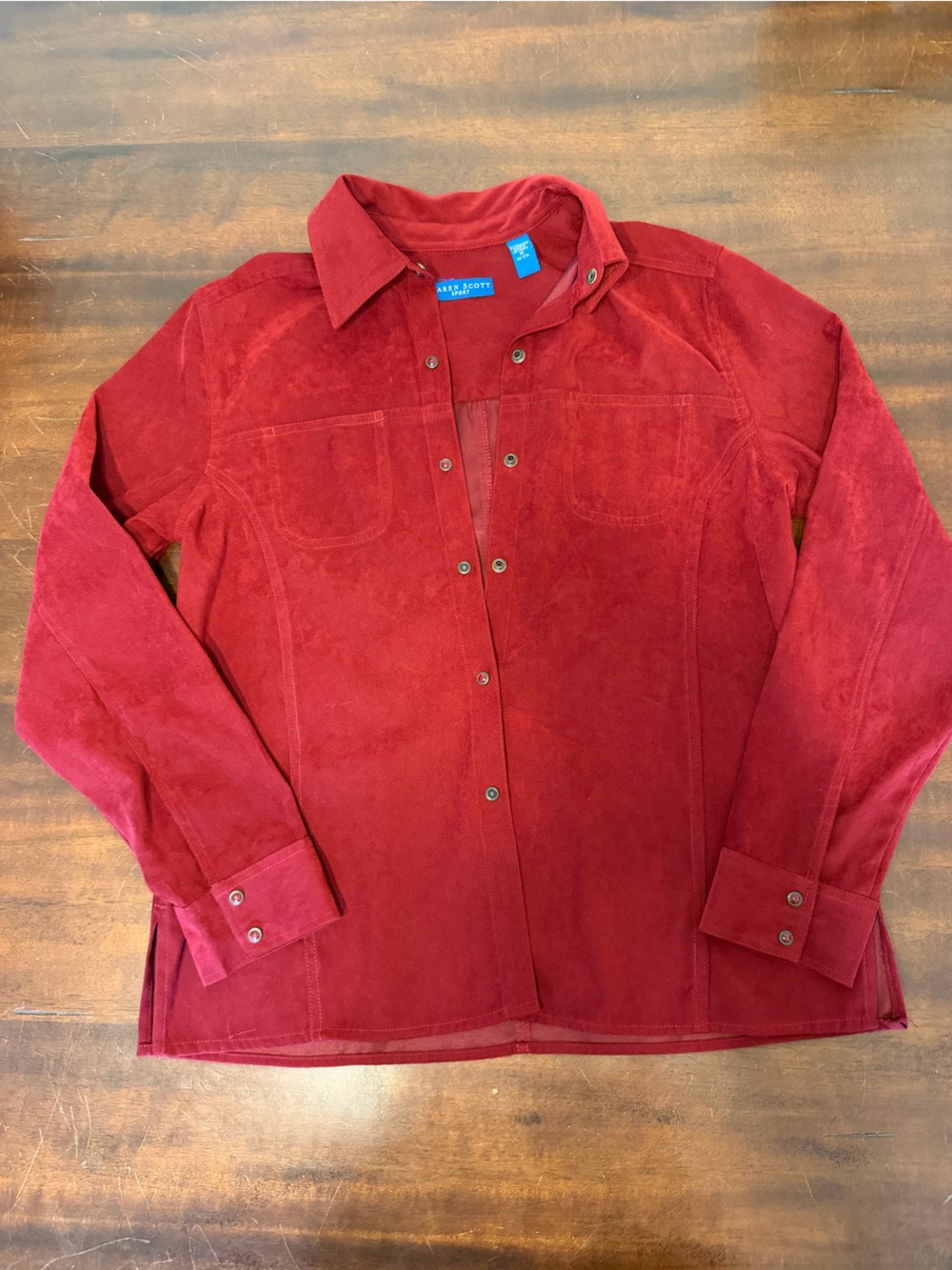 Karen Scott Red Suede Button-Front Jacket